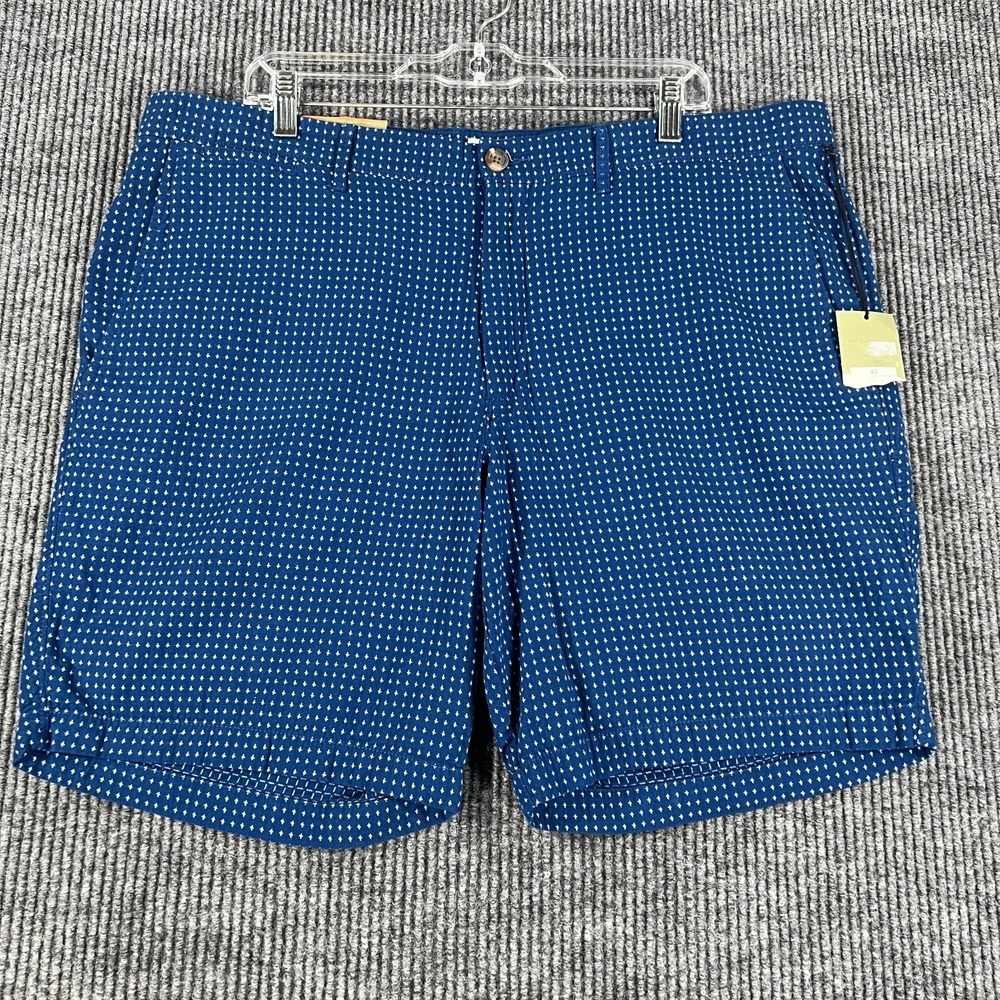 Goodfellow Mens Shorts 40 Blue Geometric Chino 9" Linden Flat Front New NWT